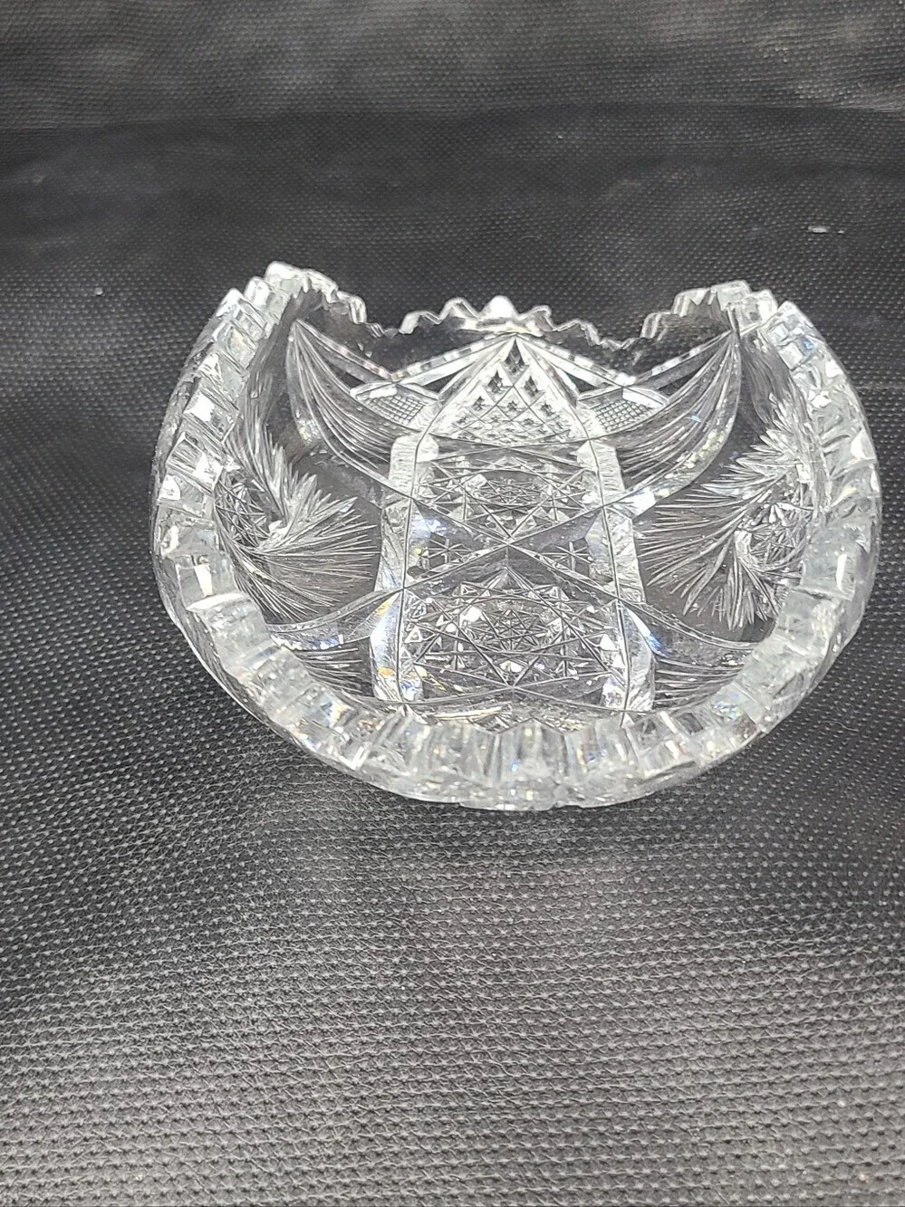 Antique ABP American Brilliant Period Cut Crystal Ornate Oval Dish Vintage